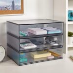 STORi STAX Plastic Stackable Organizer Drawer in Classic Grey | 12.5-inches Wide | Organize Office Desk Accessories and Sort Letter-Size Paper | Made in USA - Image 3